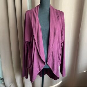 FREELY Purple Ribbed Stretch Open Front Cardigan size Large